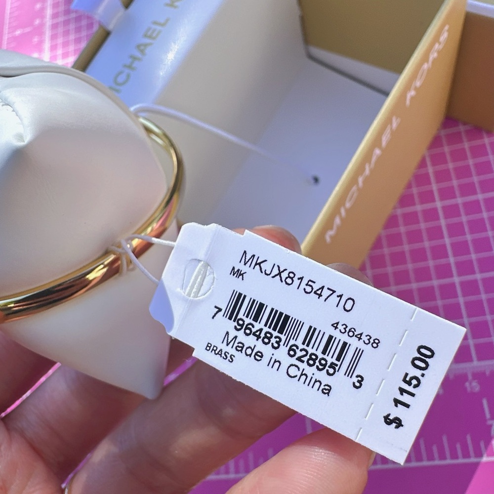 Michael Kors Brass adjustable bracelet bangle MKJX8154710 diamond logo signature - Picture 3 of 11